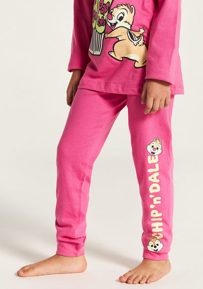 Chip 'N' Dale Print Long Sleeve T-shirt and Pyjama Set-Nightwear-image-3
