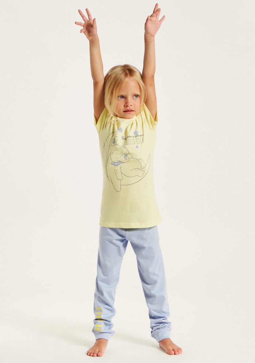 Disney Printed Crew Neck T-shirt and Pyjama Set-Pyjama Sets-image-0