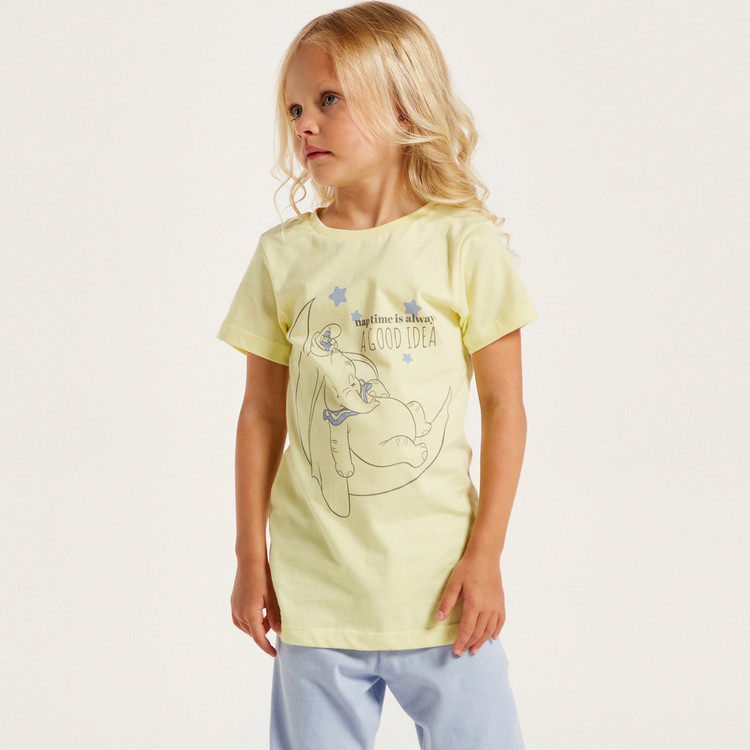 Disney Printed Crew Neck T-shirt and Pyjama Set