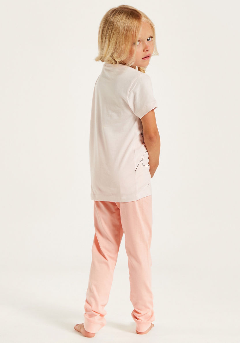 Disney Princess Print Crew Neck T-shirt and Pyjama Set-Nightwear-image-4