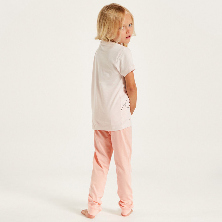 Disney Princess Print Crew Neck T-shirt and Pyjama Set