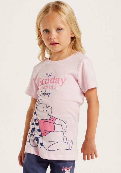 Disney Winnie the Pooh Print Round Neck T-shirt and Pyjama Set
