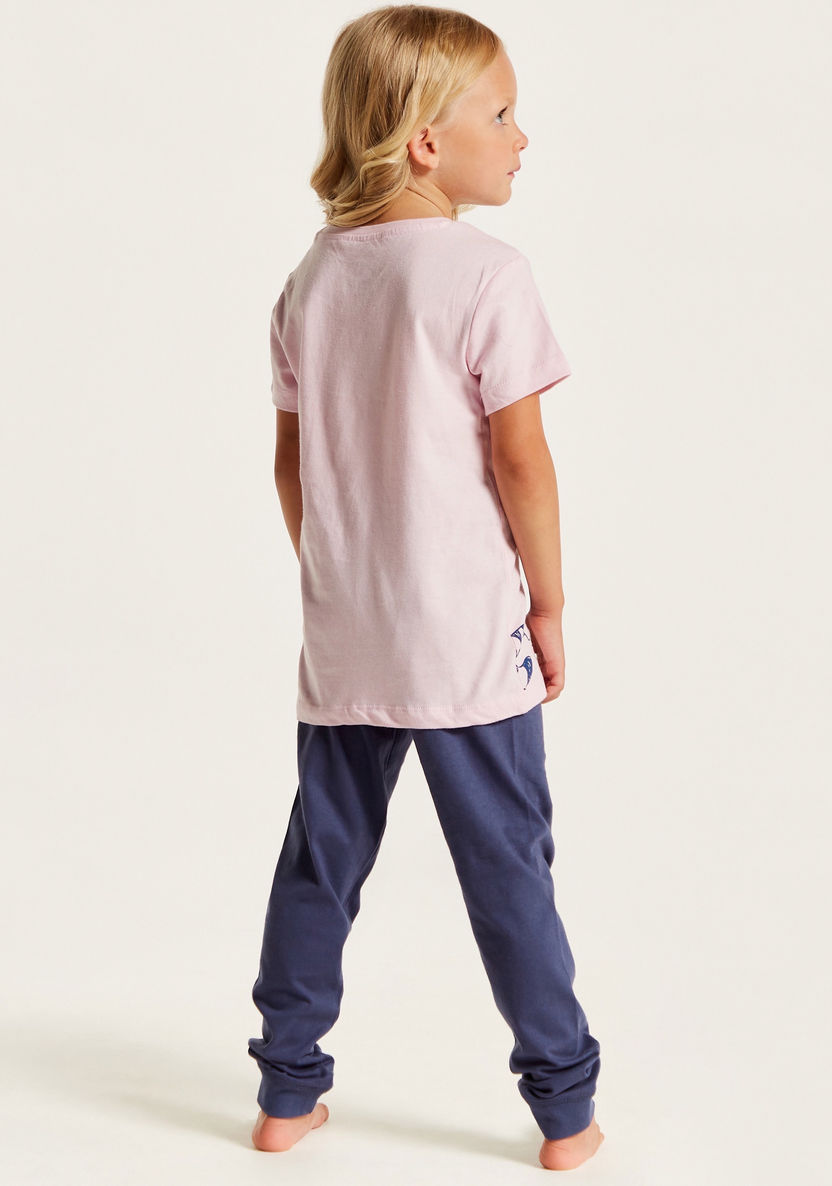 Disney Winnie the Pooh Print Round Neck T-shirt and Pyjama Set-Nightwear-image-4