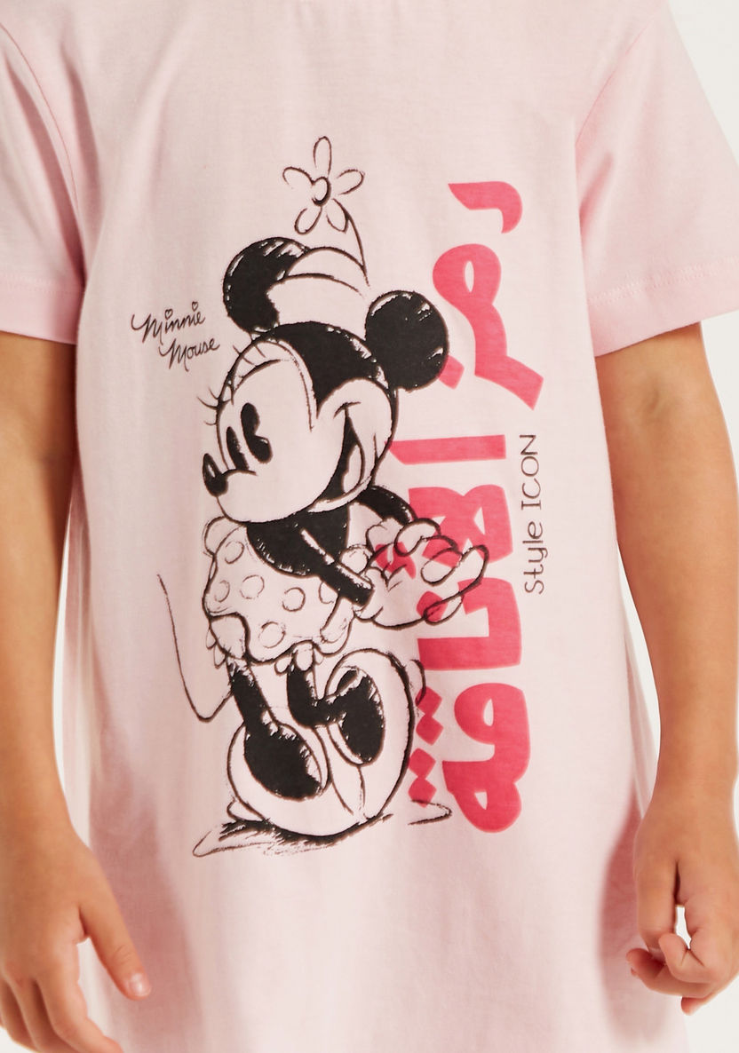 Disney Minnie Mouse Print Night Dress with Crew Neck and Short Sleeves-Nightwear-image-2