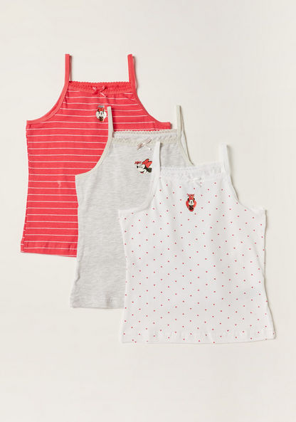 Minnie Mouse Print Vest with Spaghetti Straps - Set of 3