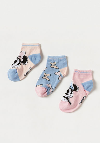 Disney Minnie Mouse Print Ankle Length Socks - Set of 3