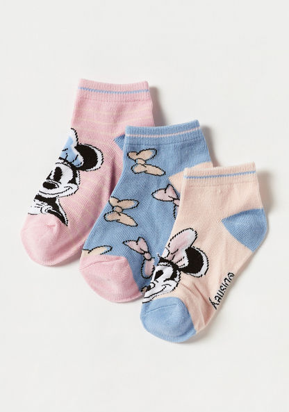 Disney Minnie Mouse Print Ankle Length Socks - Set of 3-Socks-image-3