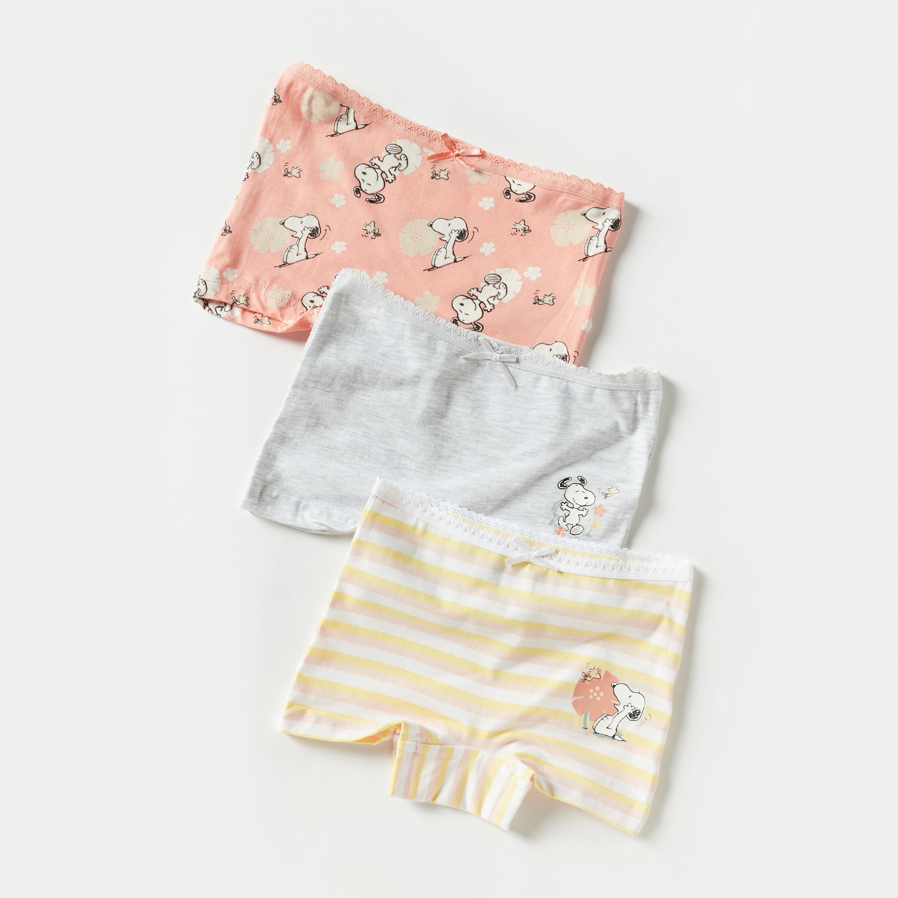 Snoopy Dog Print Briefs with Elasticated Waistband - Set of 3-girls-clothing-multipacks-image-2