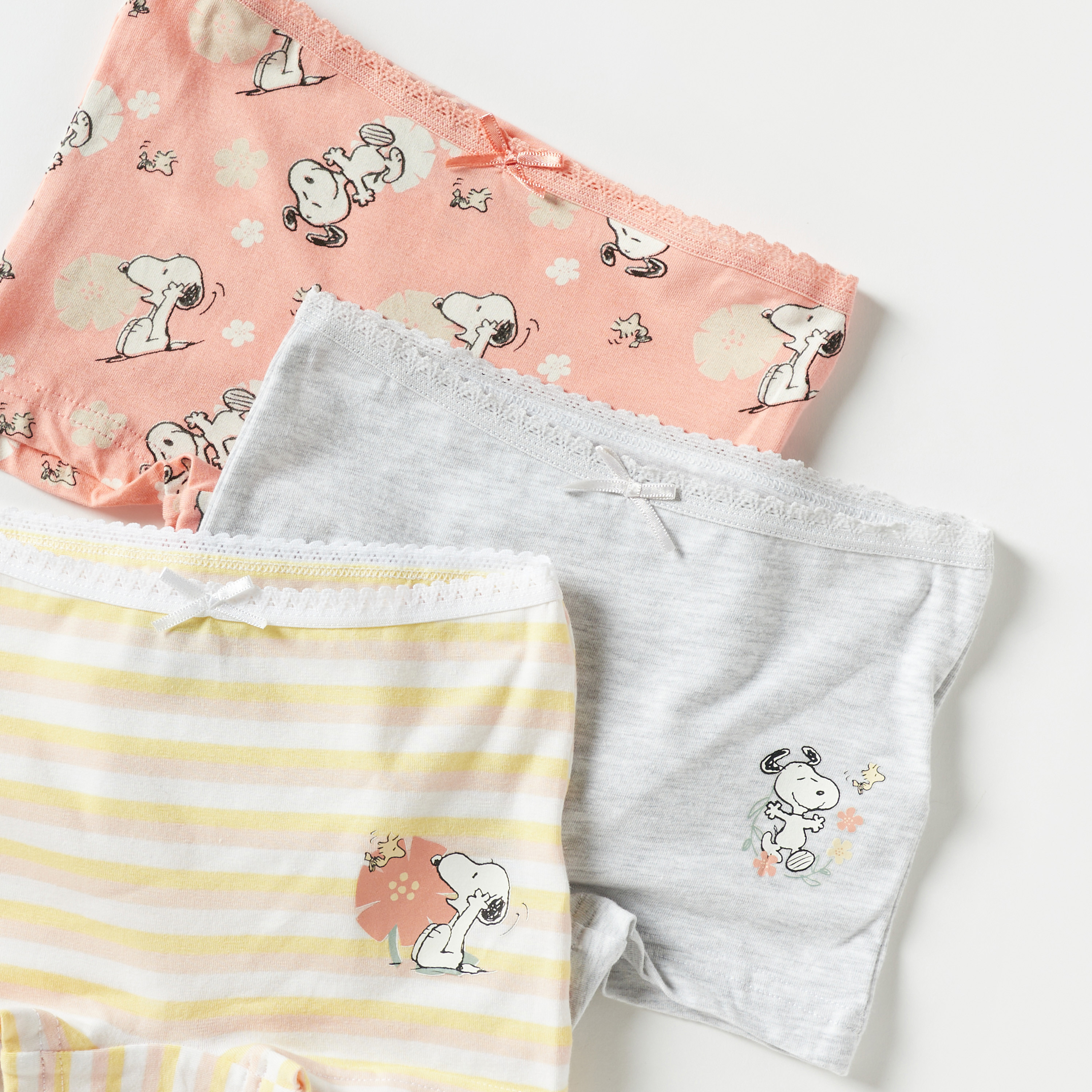 Snoopy Dog Print Briefs with Elasticated Waistband - Set of 3-girls-clothing-multipacks-image-3