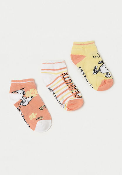 Peanuts Print Socks - Set of 3-Socks-image-0