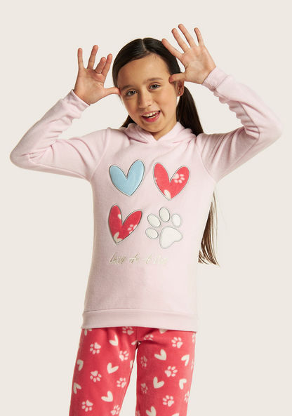 Juniors Printed Long Sleeves T-shirt and Pyjama Set-Nightwear-image-1