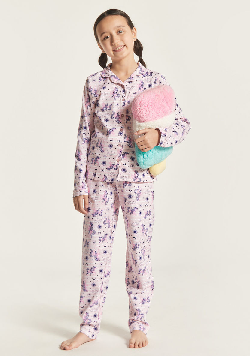 Juniors Printed Long Sleeve Shirt and Pyjama Set-Nightwear-image-0