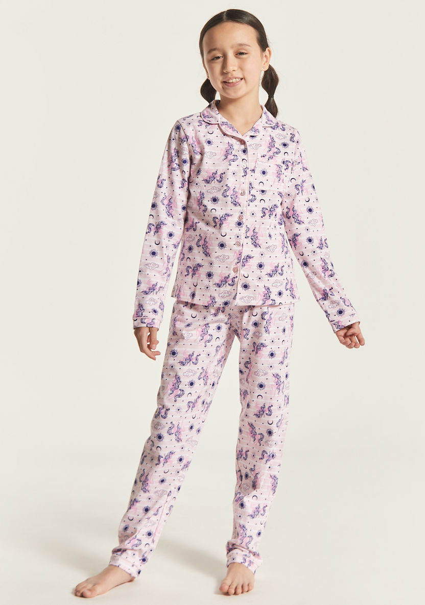 Juniors Printed Long Sleeve Shirt and Pyjama Set-Nightwear-image-1