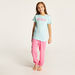 Juniors Printed Round Neck T-shirt and Pyjama Set-Clothes Sets-thumbnailMobile-0