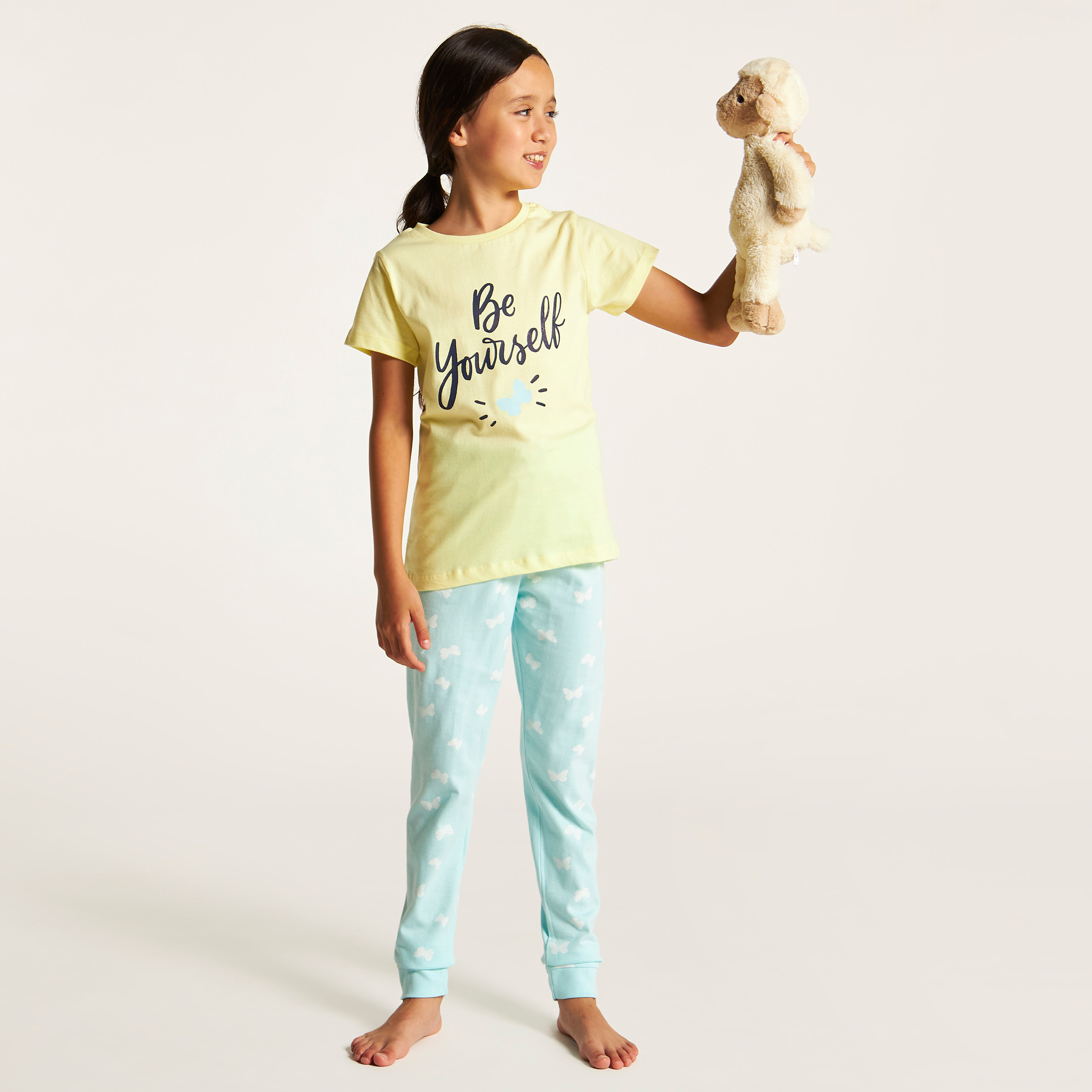 طقم بنطلون بيجاما وتيشيرت بياقة ضيقة وطبعات من جونيورز-girls-clothing-nightwear-image-1