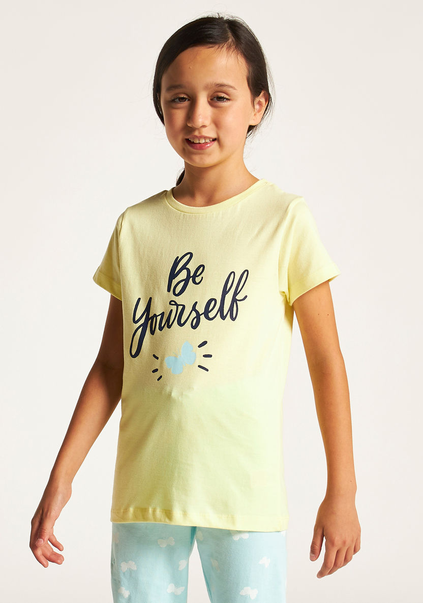 Juniors Printed Crew Neck T-shirt and Pyjama Set-Nightwear-image-2