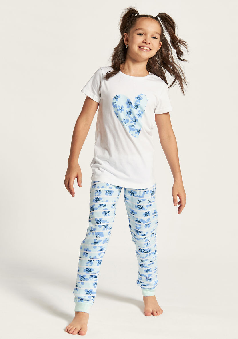 Juniors Printed T-shirt and Elasticated Pyjamas - Set of 3-Nightwear-image-1