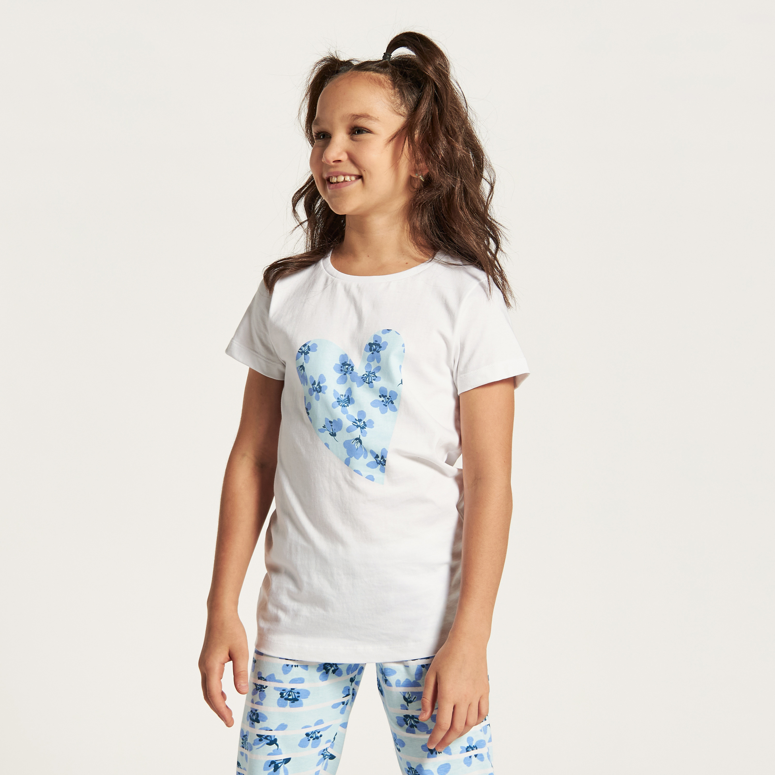 Juniors Printed T-shirt and Elasticated Pyjamas - Set of 3-girls-clothing-nightwear-image-3