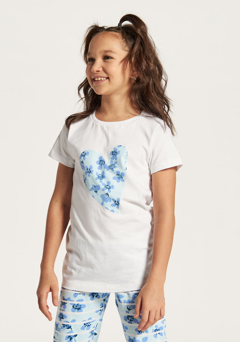 Juniors Printed T-shirt and Elasticated Pyjamas - Set of 3-Nightwear-image-2