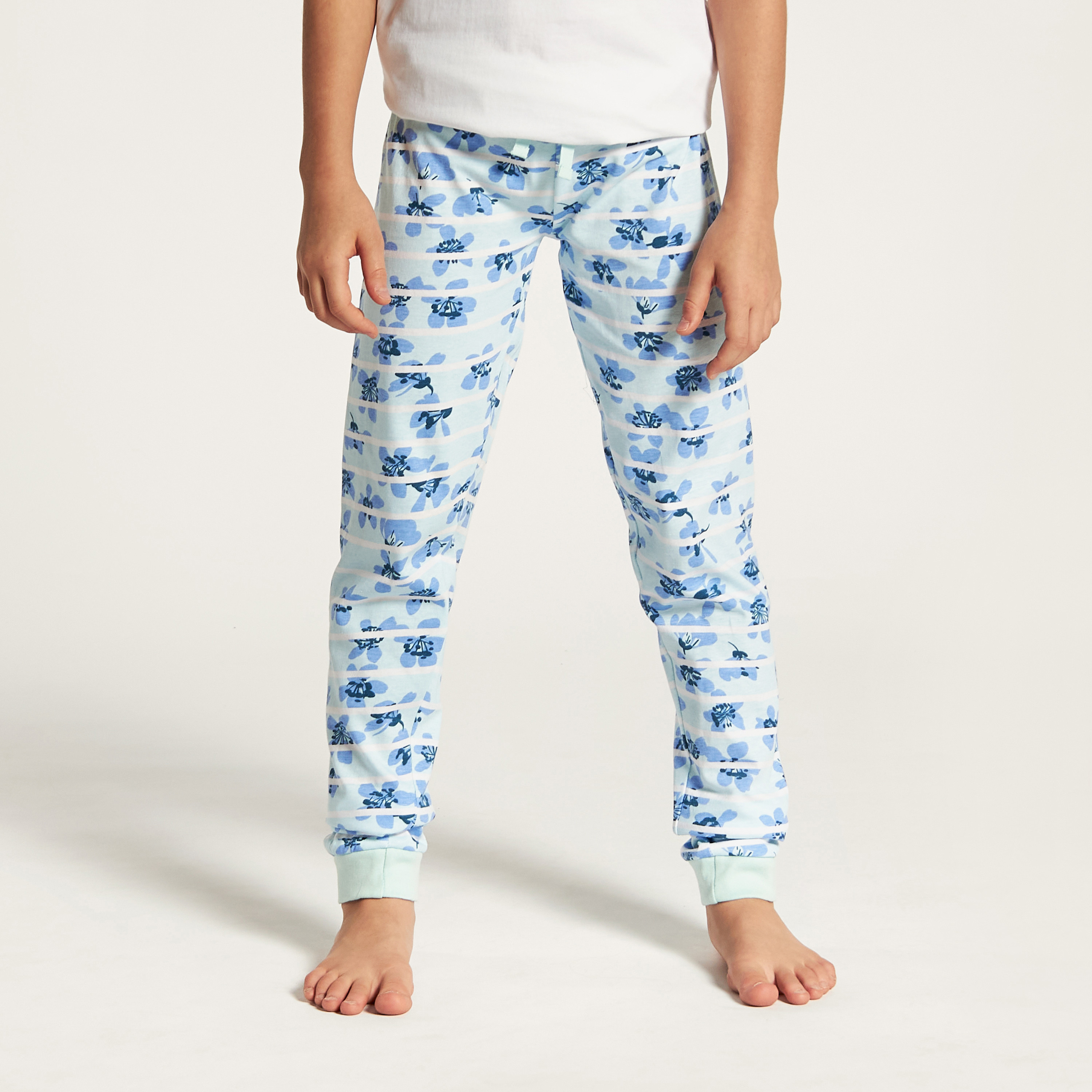 Juniors Printed T-shirt and Elasticated Pyjamas - Set of 3-girls-clothing-nightwear-image-4