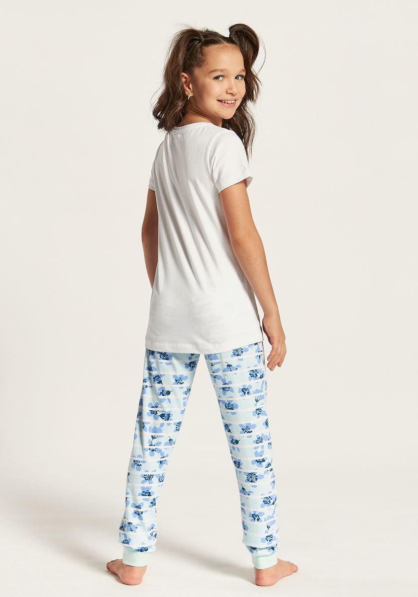 Juniors Printed T-shirt and Elasticated Pyjamas - Set of 3-Nightwear-image-4