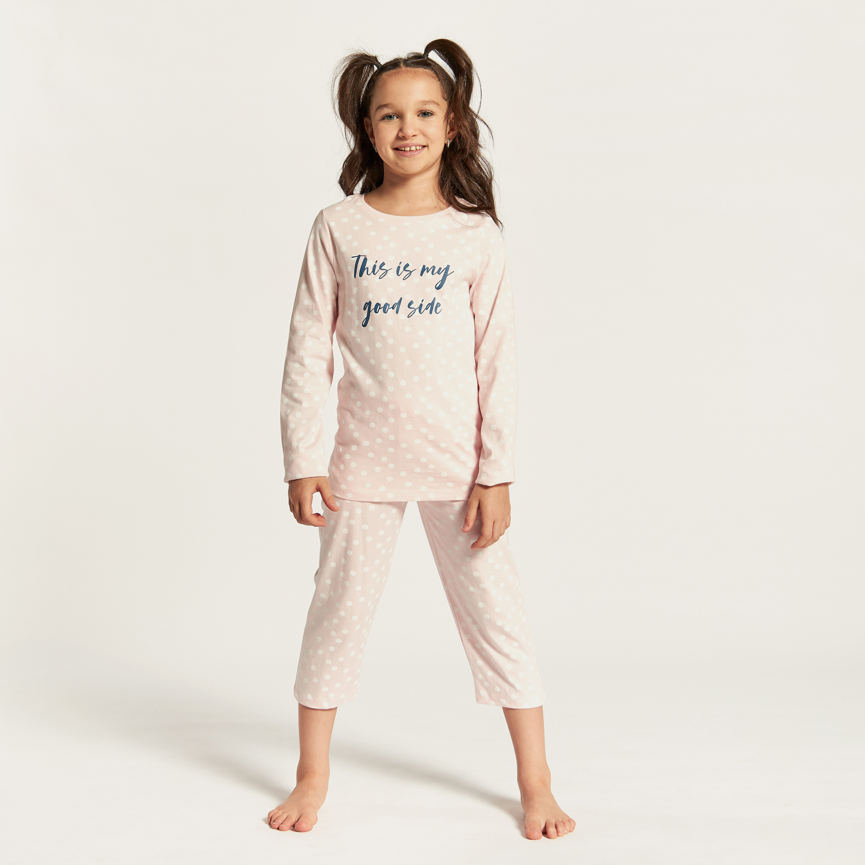Juniors Printed T-shirt and Elasticated Pyjamas - Set of 3-girls-clothing-nightwear-image-6