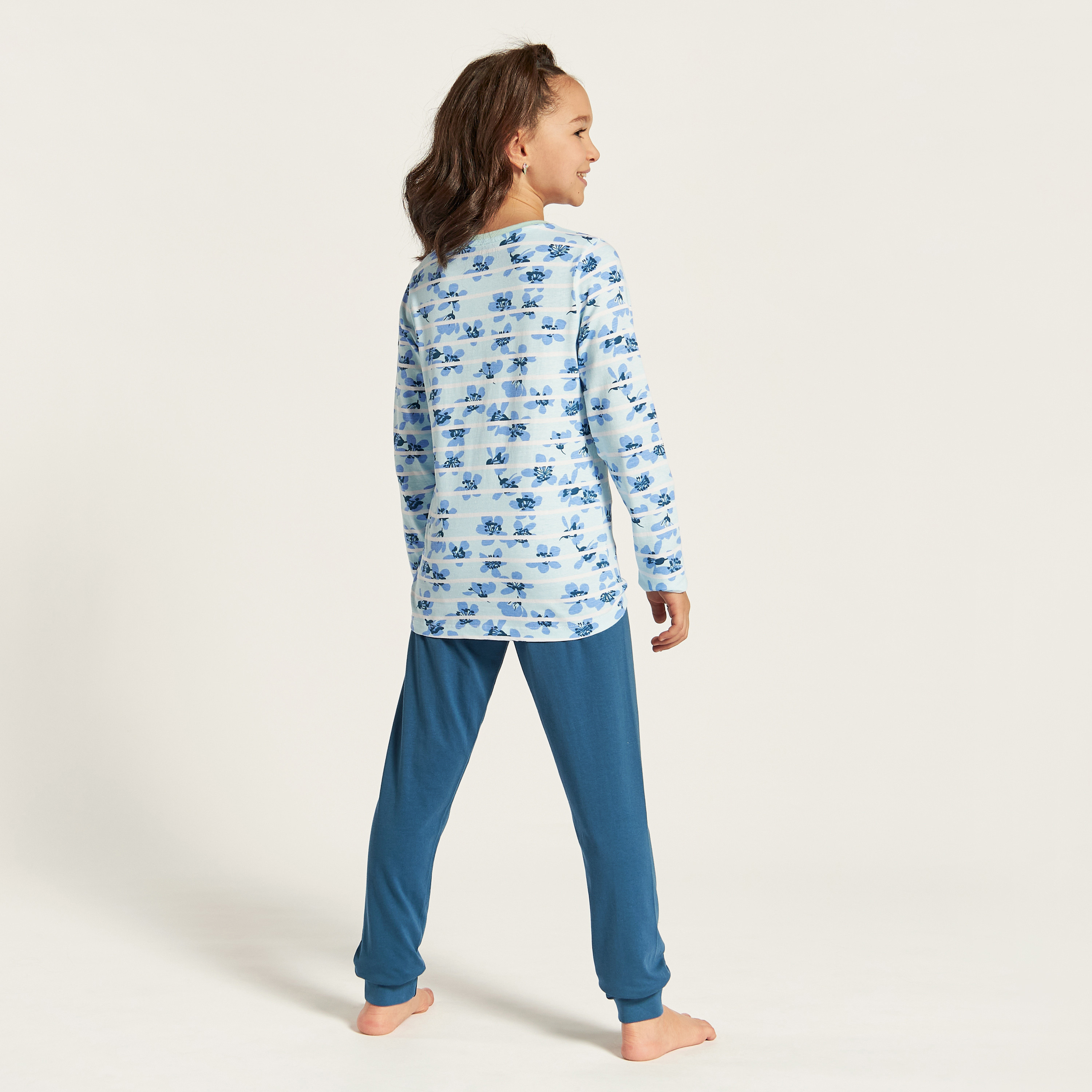 Juniors Printed T-shirt and Elasticated Pyjamas - Set of 3-girls-clothing-nightwear-image-9