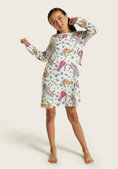 Juniors Printed Night Dress with Long Sleeves - Set of 2-Nightwear-image-1