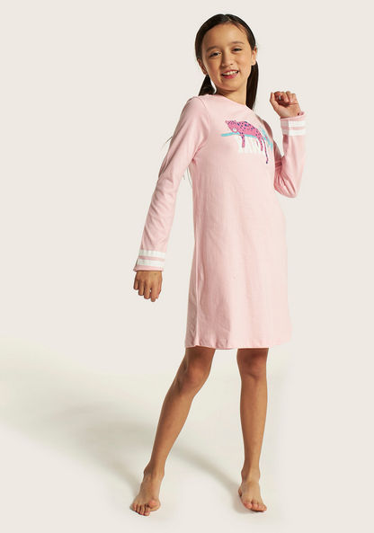 Juniors Printed Night Dress with Long Sleeves - Set of 2-Nightwear-image-5