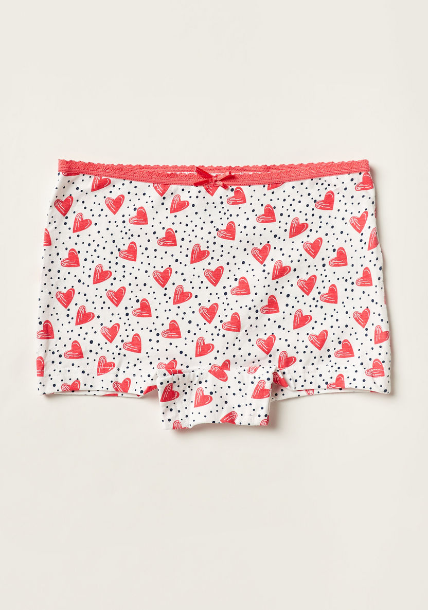 Juniors Printed Boxers with Bow Detail - Set of 5-Panties-image-3