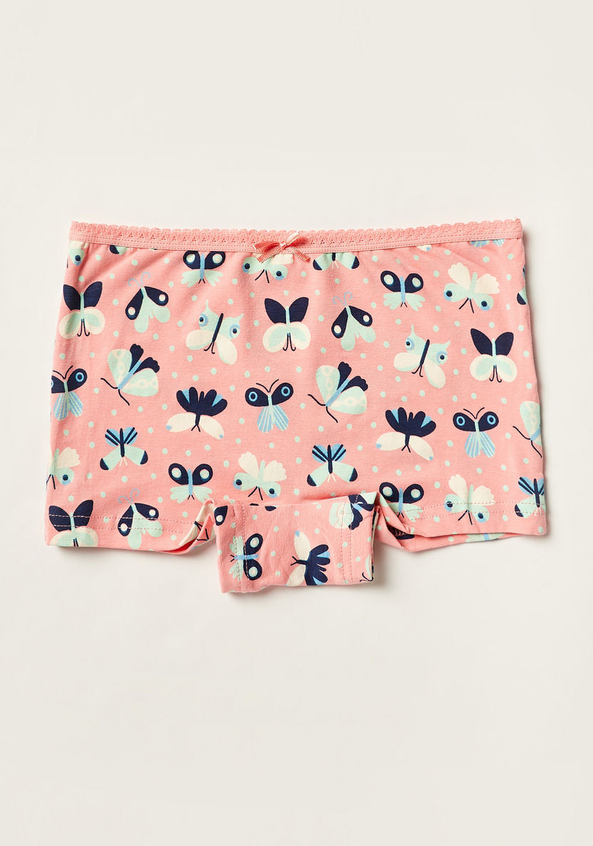 Juniors Printed Boxers with Bow Accent - Set of 5-Panties-image-3