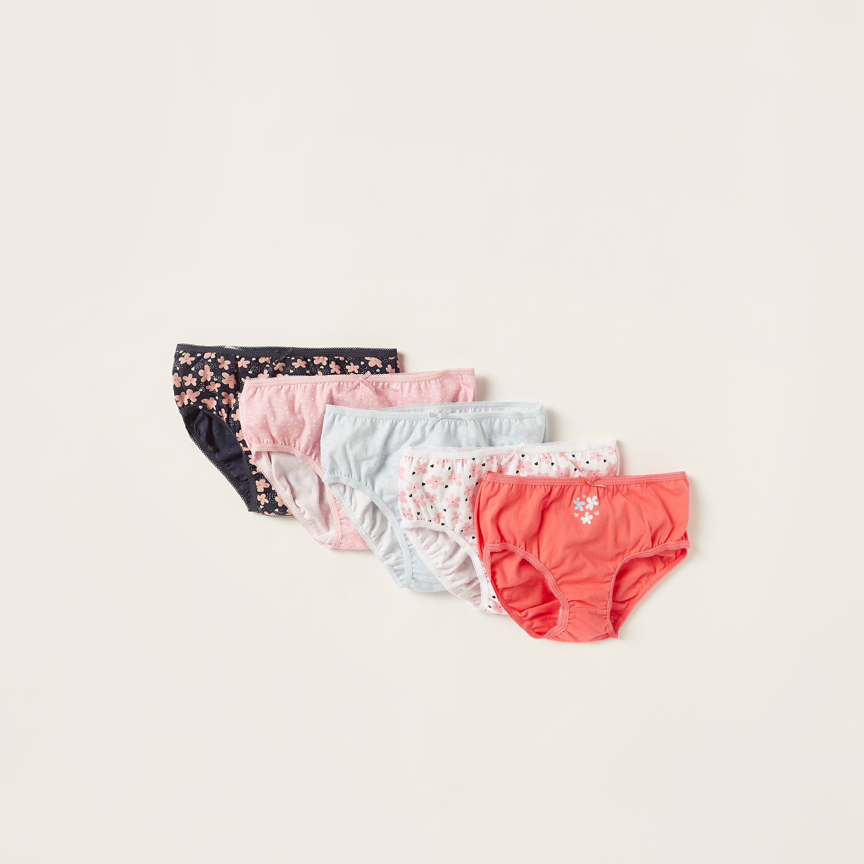 Juniors Printed Briefs with Elasticated Waistband - Set of 5-girls-clothing-multipacks-image-1
