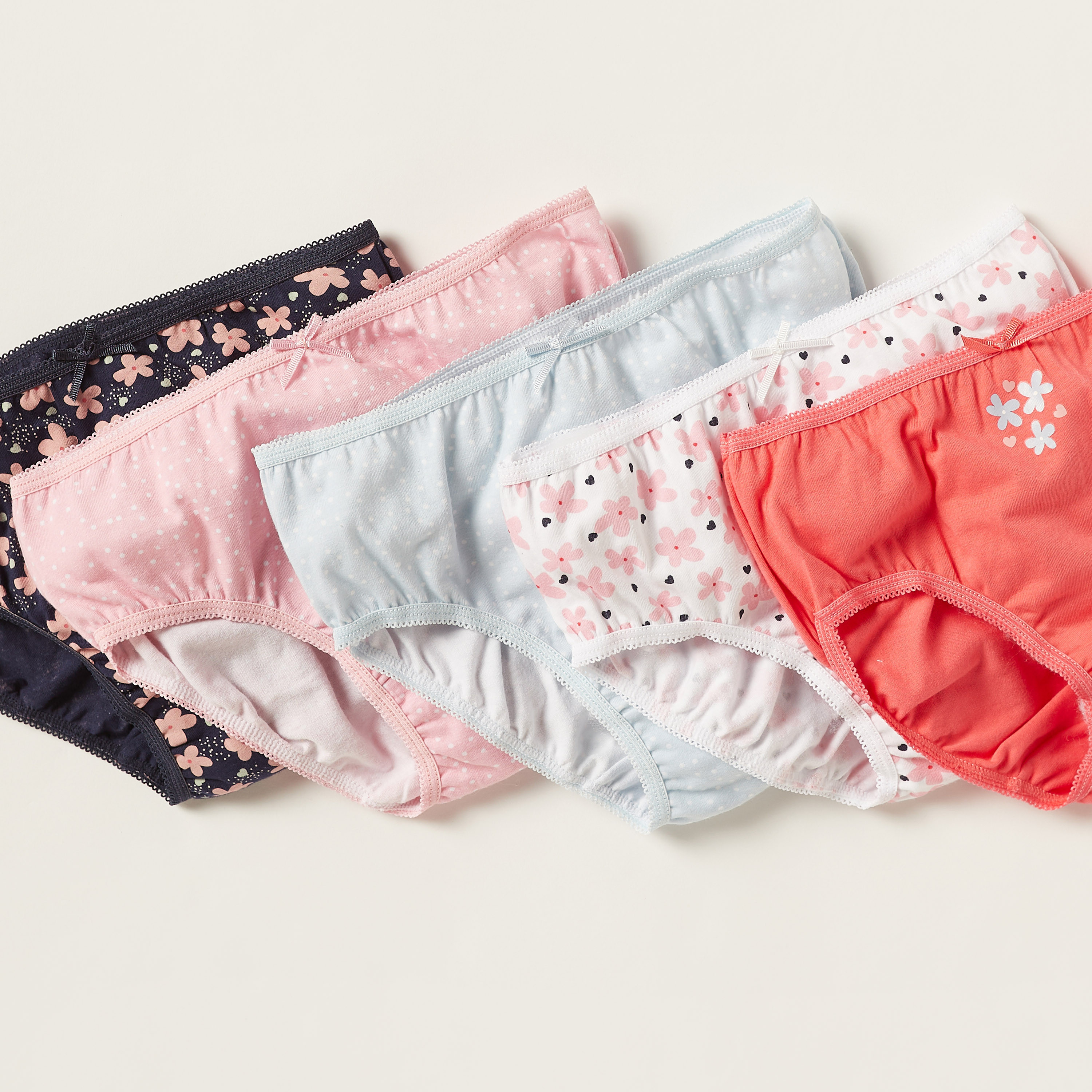 Juniors Printed Briefs with Elasticated Waistband - Set of 5-girls-clothing-multipacks-image-2