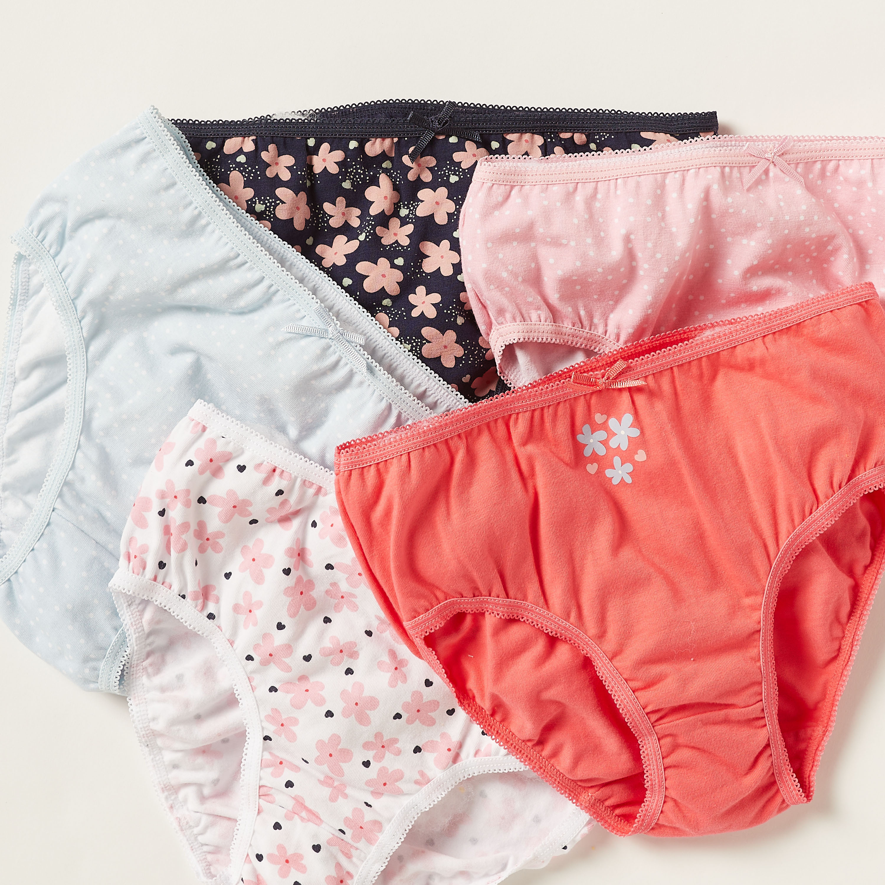 Juniors Printed Briefs with Elasticated Waistband - Set of 5-girls-clothing-multipacks-image-3