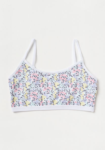 Juniors Printed Sports Bra with Adjustable Straps