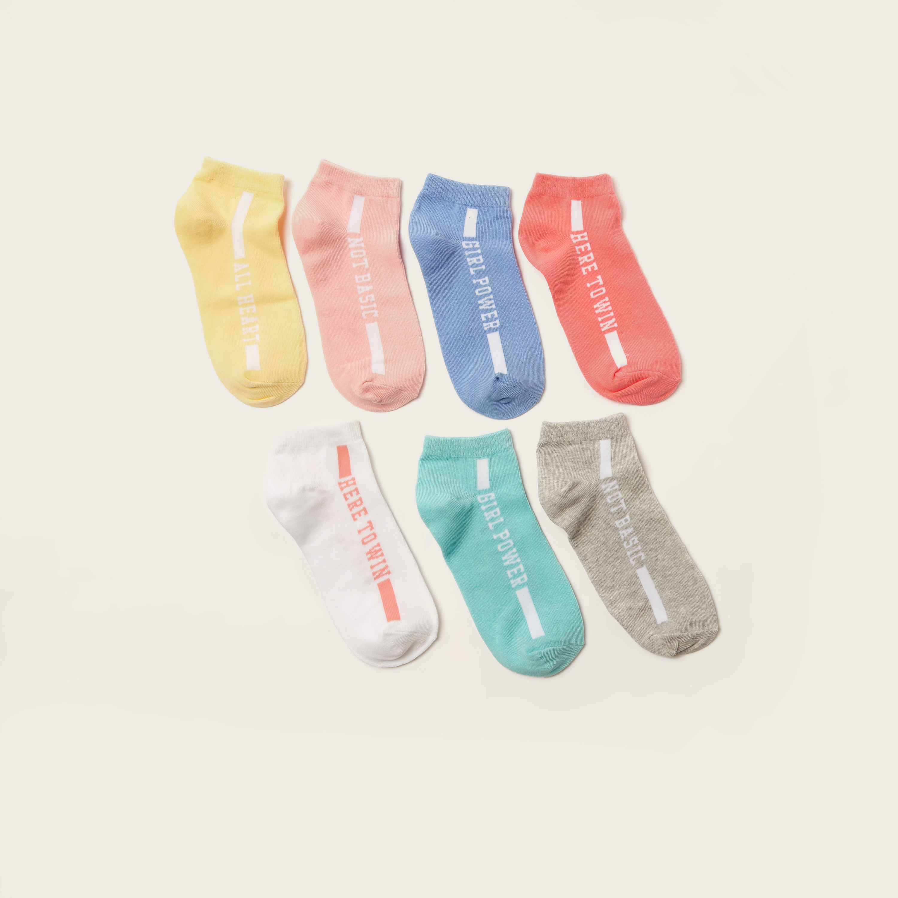 Juniors Slogan Print Socks - Set of 7-girls-accessories-socks-image-1