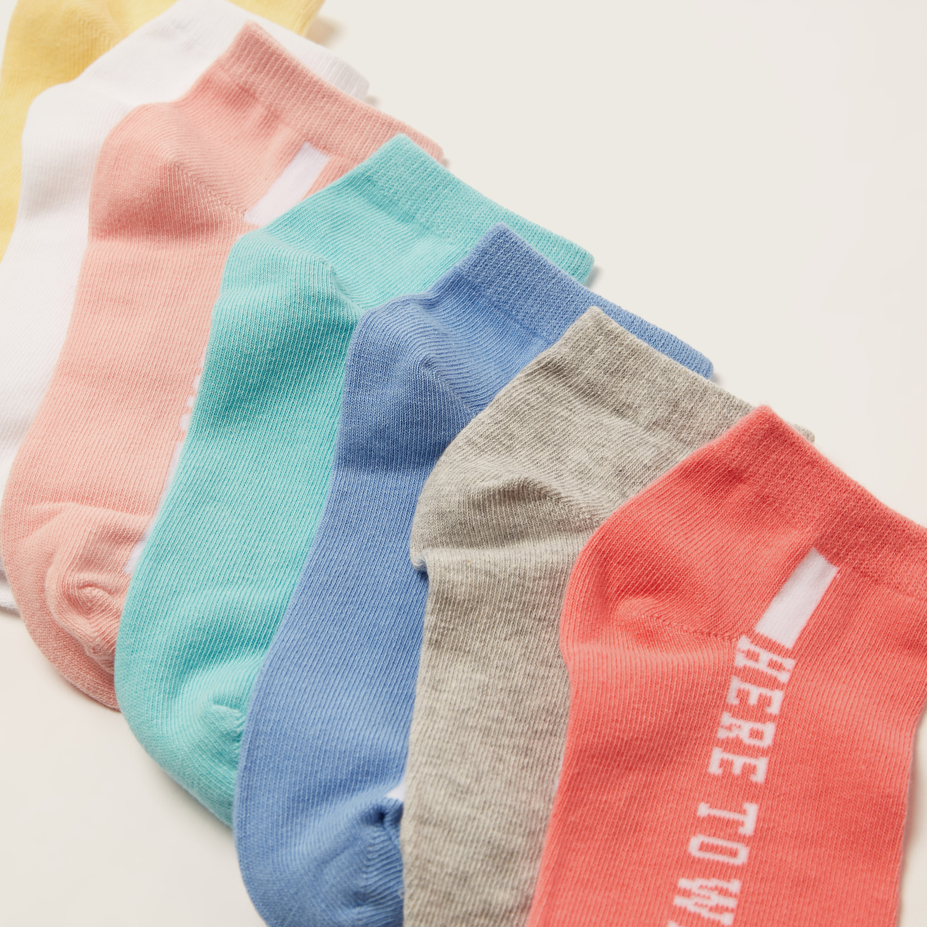 Juniors Slogan Print Socks - Set of 7-girls-accessories-socks-image-3