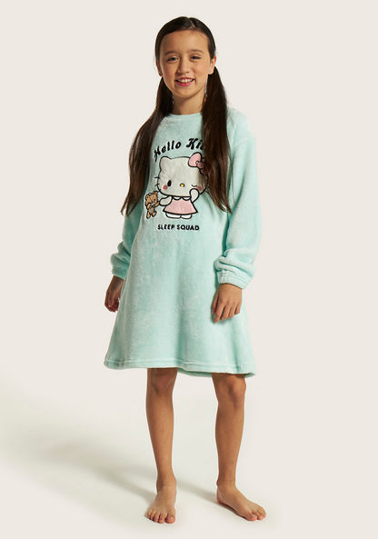 Sanrio Hello Kitty Embroidered Night Dress with Long Sleeves-Nightwear-image-1