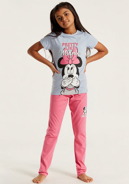 Disney Minnie Mouse Print T-shirt and Pyjama Set