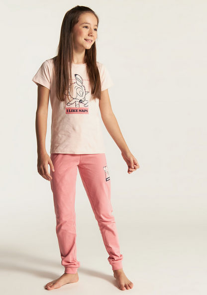 Bambi Print Short Sleeve T-shirt and Pyjama Set-Nightwear-image-0