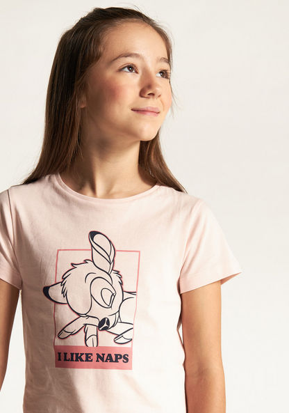 Bambi Print Short Sleeve T-shirt and Pyjama Set-Nightwear-image-1