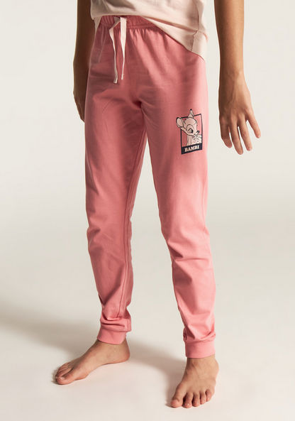 Bambi Print Short Sleeve T-shirt and Pyjama Set-Nightwear-image-2
