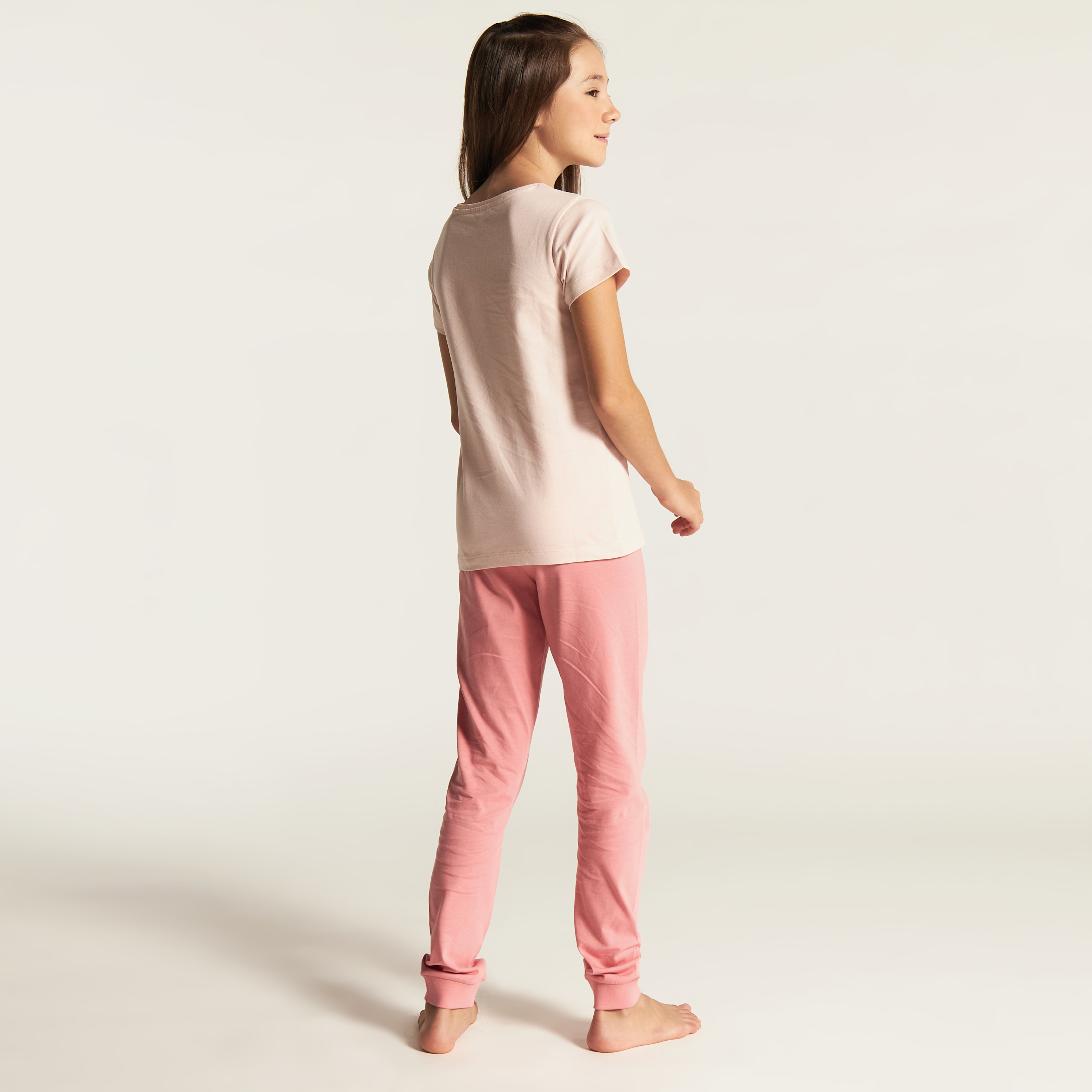 Bambi Print Short Sleeve T-shirt and Pyjama Set-girls-clothing-nightwear-image-4