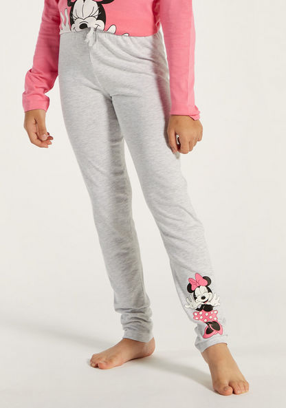 Minnie Mouse Print Long Sleeve T-shirt and Pyjama Set-Nightwear-image-3