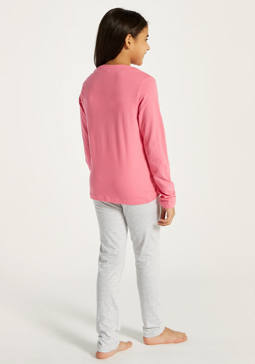 Minnie Mouse Print Long Sleeve T-shirt and Pyjama Set-Nightwear-image-4