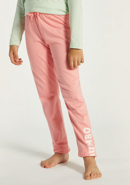 Dumbo Print Long Sleeve T-shirt and Pyjama Set-Nightwear-image-3