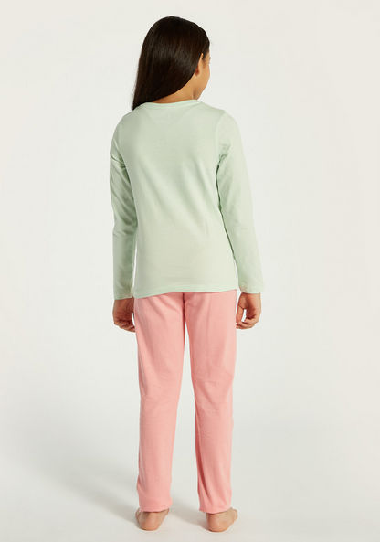 Dumbo Print Long Sleeve T-shirt and Pyjama Set-Nightwear-image-4