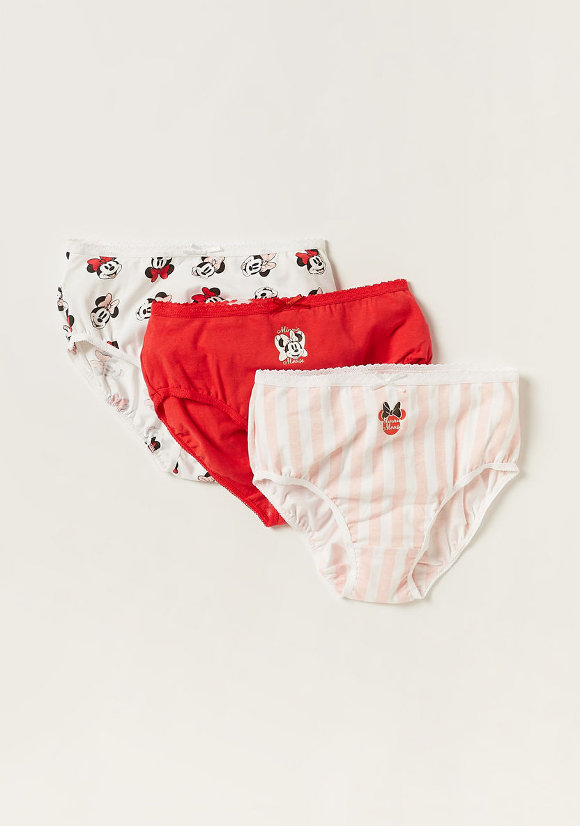 Disney Minnie Mouse Print Brief with Elasticated Waistband - Set of 3-Panties-image-0