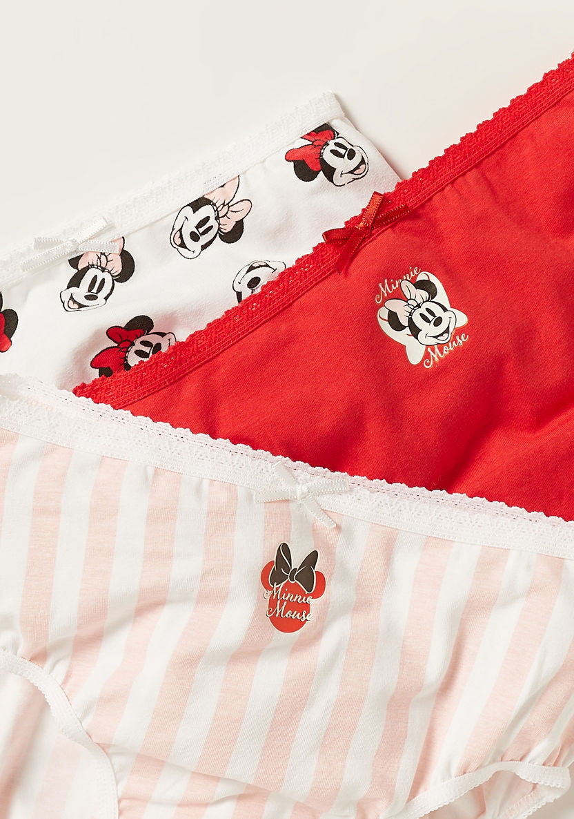 Disney Minnie Mouse Print Brief with Elasticated Waistband - Set of 3-Panties-image-2