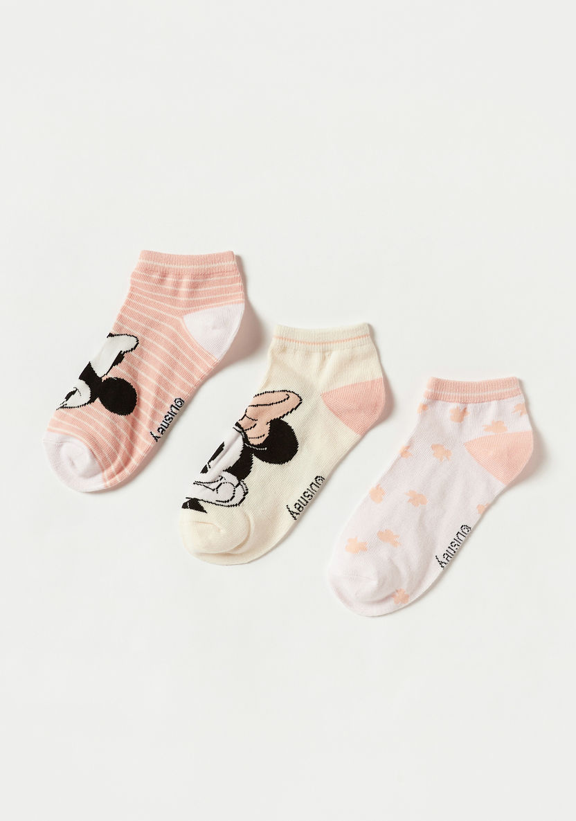Disney Minnie Mouse Print Ankle Length Socks - Set of 3-Socks-image-0